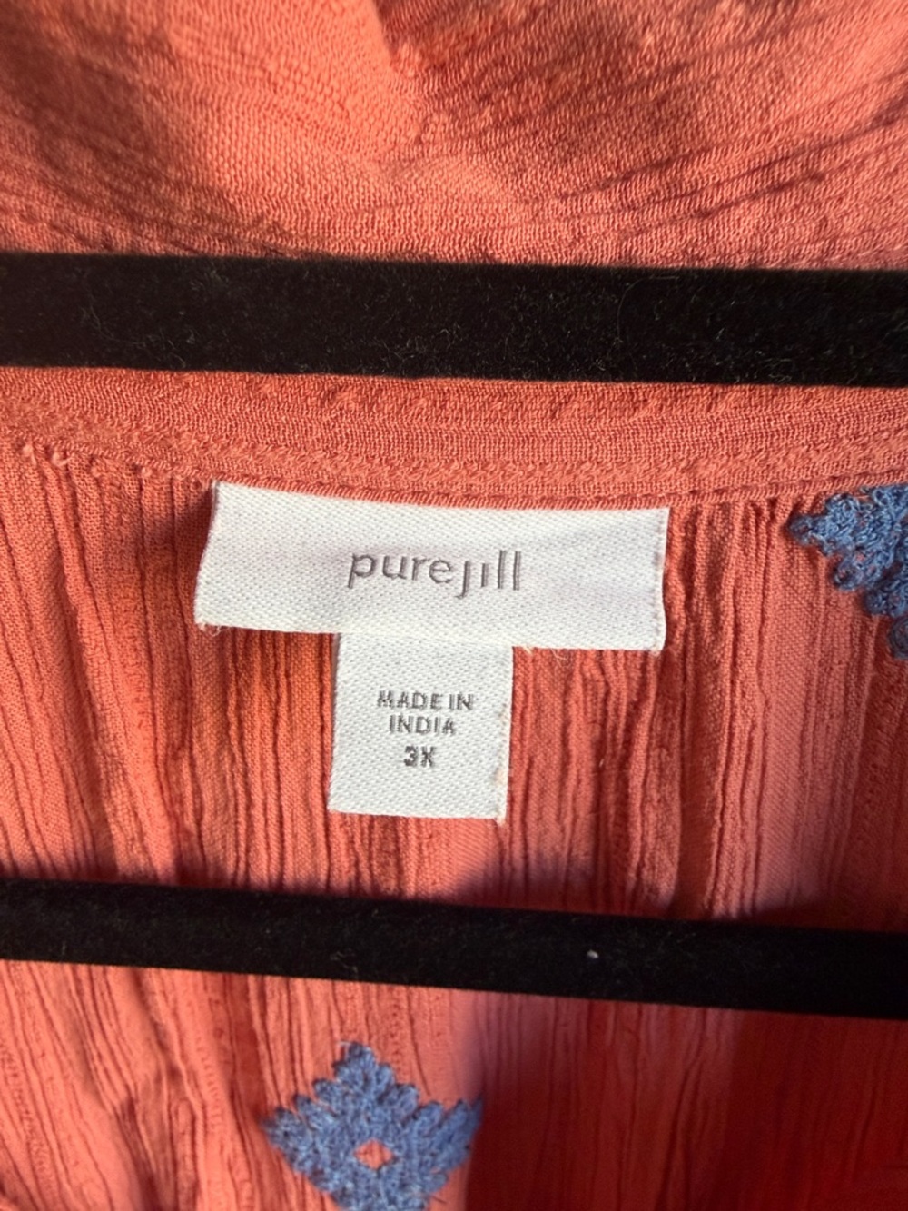 J. Jill Pure Jill Embroidered Shirtdress Size 3X in Coral Reef, Blue Lake - Picture 13 of 15